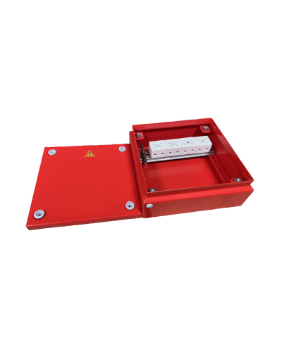 Коробка распределительная огнестойкая КРОПС, IP65, габаритные размеры 150х150х80 мм, для кабелей сечением до 4мм2, 4 клеммы КМ-Профиль (FRJB-KM-ST5-4-04-КРОПС-IP65) в Рубцовске Распределительные коробки Pintop.ru