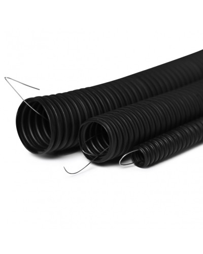 Труба гофрированная с зондом 25 мм.из ПНД, трудногорючая, безгалогенная FRHFгибкая со стальной протяжкой (черный) ПожТехКабель 713-003 в Рубцовске Труба гофрированная Pintop.ru