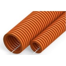 Труба гофрированная ПНД тяжёлая 750 Н безгалогенная (HF) оранжевая с/з д40 (15 м/960 м уп/пал) Промрукав (PR02.0211)
