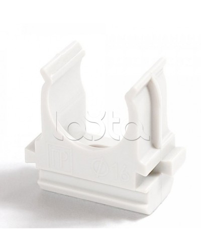 Крепёж-клипса для труб Полистирол белая д16 (100шт/2000шт уп/кор) Промрукав (PR.02716б) в Рубцовске Держатели, клипсы, скобы Pintop.ru