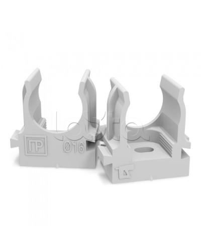 Крепеж-клипса для труб для монтажного пистолета серая в п/э д16 (100шт/1100шт уп/кор) Промрукав PR13.0119 в Рубцовске Держатели, клипсы, скобы Pintop.ru
