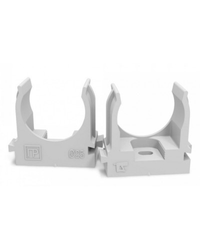 Крепеж-клипса для труб для монтажного пистолета серая в п/э д25 (100шт/700шт уп/кор) Промрукав (PR13.0121) в Рубцовске Держатели, клипсы, скобы Pintop.ru