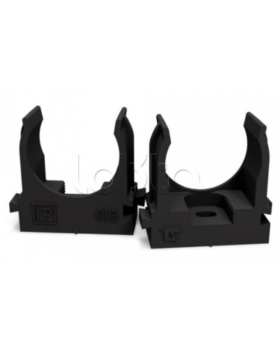 Крепеж-клипса для труб для монтажного пистолета черная в п/э д25 (100шт/700шт уп/кор) Промрукав (PR13.0133) в Рубцовске Держатели, клипсы, скобы Pintop.ru