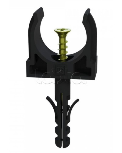 Крепеж-клипса с дюбелем и саморезом черная д20 в малой упаковке (10шт/900шт уп/кор) Промрукав (PR13.0312) в Рубцовске Крепеж: Дюбели, шурупы, саморезы Pintop.ru