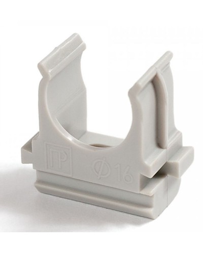 Крепёж-клипса для труб д16 безгалогенная (HF) атмосферостойкая серая (100шт/2000шт уп/кор) Промрукав (PR13.0344) в Рубцовске Держатели, клипсы, скобы Pintop.ru