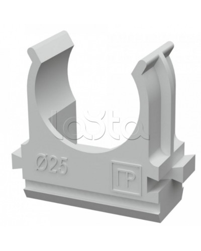 Крепёж-клипса для труб д25 безгалогенная (HF) атмосферостойкая серая (100шт/1000шт уп/кор) Промрукав (PR13.0346) в Рубцовске Держатели, клипсы, скобы Pintop.ru