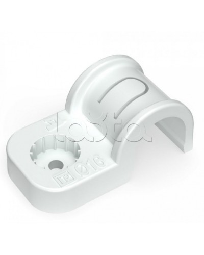 Крепеж-скоба пластиковая односторонняя для прямого монтажа серая в п/э д16 Промрукав (PR13.0368) в Рубцовске Держатели, клипсы, скобы Pintop.ru