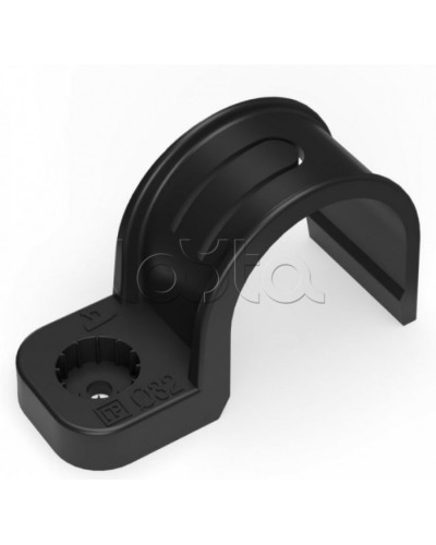 Крепеж-скоба пластиковая односторонняя для прямого монтажа черная в п/э д32 Промрукав (PR13.0375) в Рубцовске Держатели, клипсы, скобы Pintop.ru