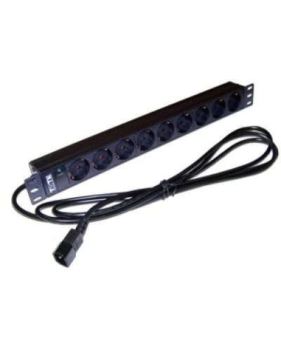Блок розеток 19 9 шт. без выключателя, 10A 250V, шнур питания с вилкой C14, 3.0 м TWT TWT-PDU19-10A9P4-3.0 в Рубцовске Блоки розеток Pintop.ru
