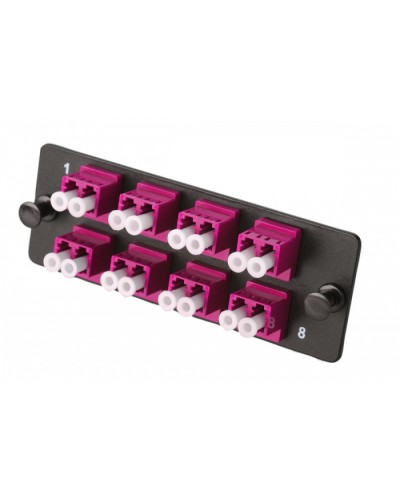 Комплект планка Q-SLOT с 8 адаптерами дуплекс LC OM4, монтажные шнуры, КДЗС Eurolan (38M-40-2L-08BL) в Рубцовске Кроссы оптические Pintop.ru