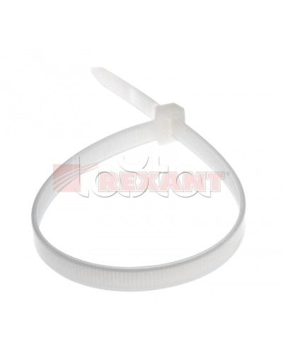 Хомут-стяжка нейлоновый, многоразовый 8x300 мм СКМ-300 белый (100шт/уп) REXANT 07-0309 в Рубцовске Стяжки-хомуты Pintop.ru