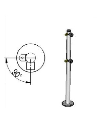 Стойка ограждения L-образная под поворотные створку и секцию 2 полупетли с крепежом, 2 муфты с крепежом справа Oxgard Стойка ограждения с 2-мя полупетлями L-образная права (ВЗР 1996.09.01) в Рубцовске Ограждения Pintop.ru