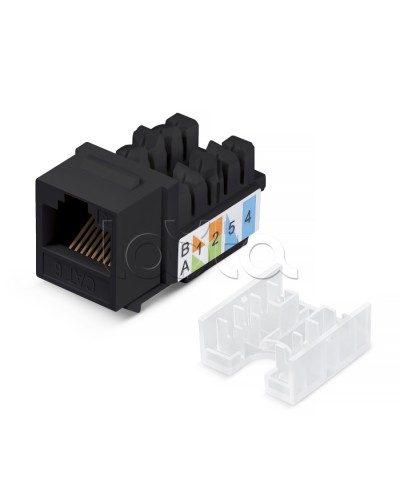 Вставка Keystone Jack RJ-45, категория 5e, заделка тип 110, черная, со стяжкой Cabeus KJ-RJ45-Cat.5e-90-SW-BK в Рубцовске Модули Keystone Pintop.ru