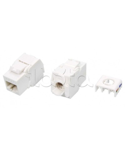 Вставка Keystone Jack RJ-45(8P8C) Hyperline KJ8-8P8C-C6-180-TLS-WH в Рубцовске Модули Keystone Pintop.ru