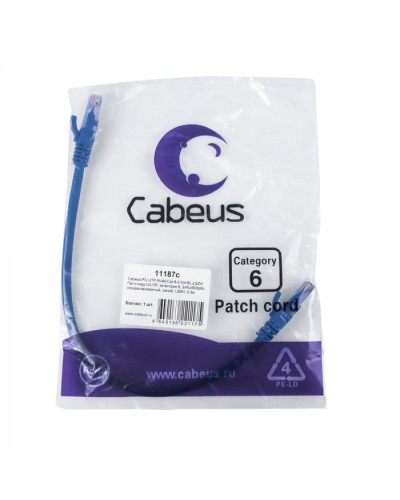 Патч-корд U/UTP, кат. 6, 2xRJ45/8p8c, неэкран, синий, LSZH, 0.3м Cabeus (PC-UTP-RJ45-Cat.6-0.3m-BL-LSZH) в Рубцовске Патчкорды (медные) Pintop.ru