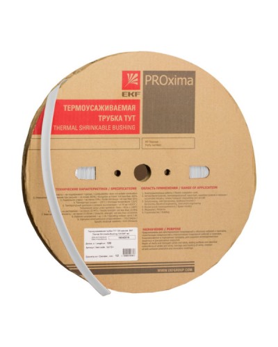 Термоусаживаемая трубка ТУТ нг 60/30 белая рулон EKF PROxima (tut-60-w) в Рубцовске Аксессуары для кабель-канала Pintop.ru