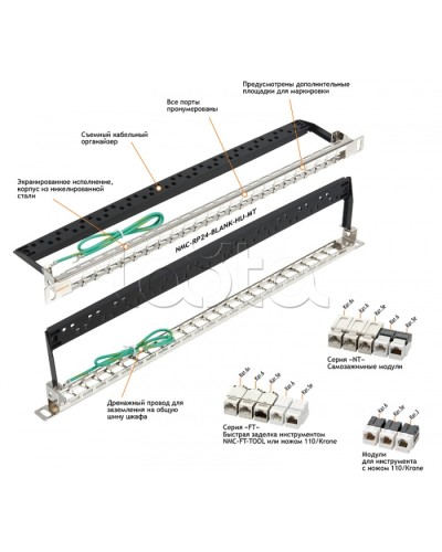 Патч-панель 19, 0.5U, 24xKeystone UTP/STP NIKOMAX (NMC-RP24-BLANK-HU-MT) в Рубцовске Патч панель Pintop.ru