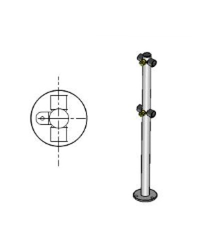 Стойка ограждения с 2-мя полупетлями под поворотную створку или секцию Т-образная по 2 муфты слева и справа Oxgard Стойка ограждения с 2-мя полупетлями Т-образная (ВЗР 1996.09.21) в Рубцовске Ограждения Pintop.ru