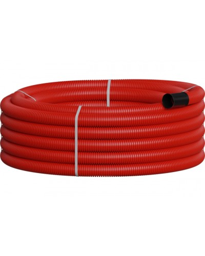 NR063 Двустенная труб.а ПНД гибкая, тип 450, SN18, с зондом, D63мм (20м) цвет красный Экопласт 801063-20 в Рубцовске Гладкая труба Pintop.ru