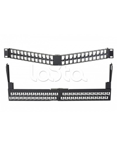 Коммутационная угловая панель 19” наборная, FTP, 1U, 48 портов, черный Eurolan (27A-00-48-01BL) в Рубцовске Патч панель Pintop.ru