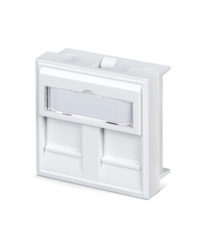 Вставка 45x45 (Mosaic) для 2 модулей формата Keystone Jack с маркером (FP-45-2M) Пожтехкабель СКС (202-032) в Рубцовске Модули Keystone Pintop.ru