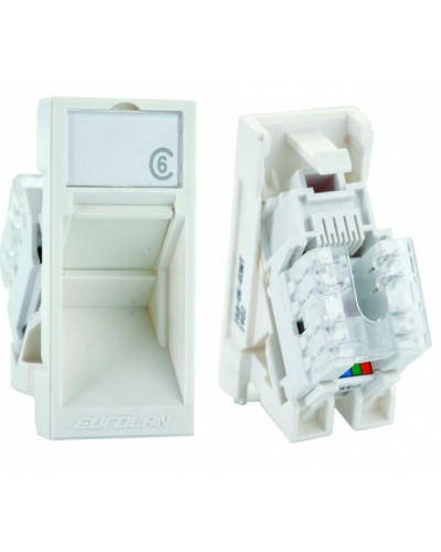 Розеточный модуль UTP категории 6 Mosaic серии 45 RJ45 Eurolan (16A-U6-03WT) в Рубцовске Модули Keystone Pintop.ru