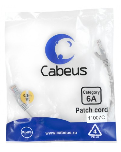 Патч-корд S/FTP Cabeus (PC-SSTP-RJ45-Cat.6a-0.3m-LSZH) в Рубцовске Патчкорды (медные) Pintop.ru