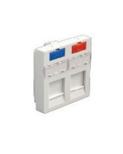 Лицевая панель (накладка) информационной розетки, 45х45 мм, 2 входа Экопласт (87002) в Рубцовске Розетки компьютерные и телефонные Pintop.ru