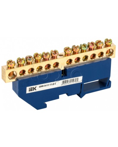 Шина N ноль на DIN-изоляторе ШНИ-8х12-12-Д-С IEK (YNN10-812-12D-K07) в Рубцовске Клеммные колодки Pintop.ru